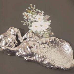 Arthur Court Floppy- Eared BUNNY RABBITS Spoon Rest - RETIRED NIB